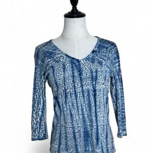 Y2k glima blue tie dye 3/4 sleeve top